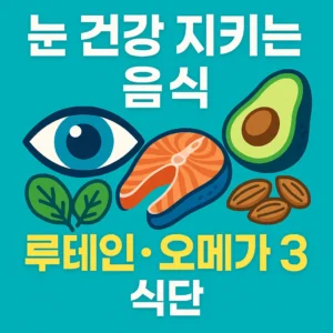 눈 건강에 좋은 음식 루테인과 오메가3를 강조한 한국어 블로그 썸네일 디자인