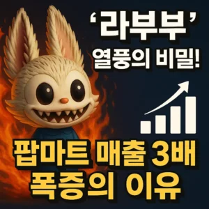 라부부 캐릭터와 팝마트 매출 폭증을 강조한 뉴스형 썸네일 이미지