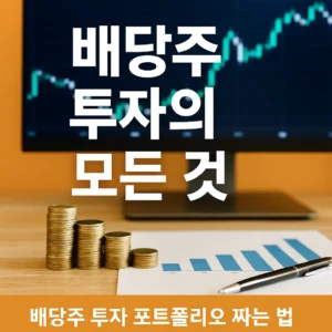 배당주 투자 포트폴리오 관련 썸네일 이미지 – 노란 배경 위에 한국어 텍스트로 ‘배당주 투자 포트폴리오 짜는 법’이 적힌 그래픽