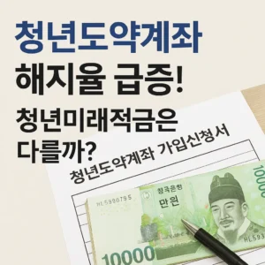 청년도약계좌 해지율 급증과 청년미래적금 비교를 강조하는 뉴스형 썸네일 이미지