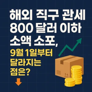 해외 직구 관세 800달러 이하 소액 소포, 9월 1일부터 달라지는 점을 설명하는 정사각형 썸네일