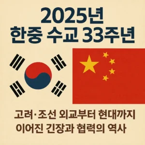 2025년 한중 수교 33주년 기념 썸네일 – 한국과 중국 국기가 나란히 배치된 디자인