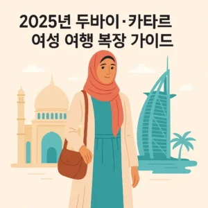 두바이와 카타르 여성 여행 복장 가이드 일러스트