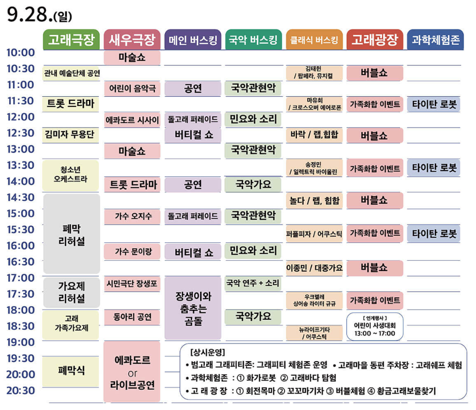 고래축제 일정표 내용