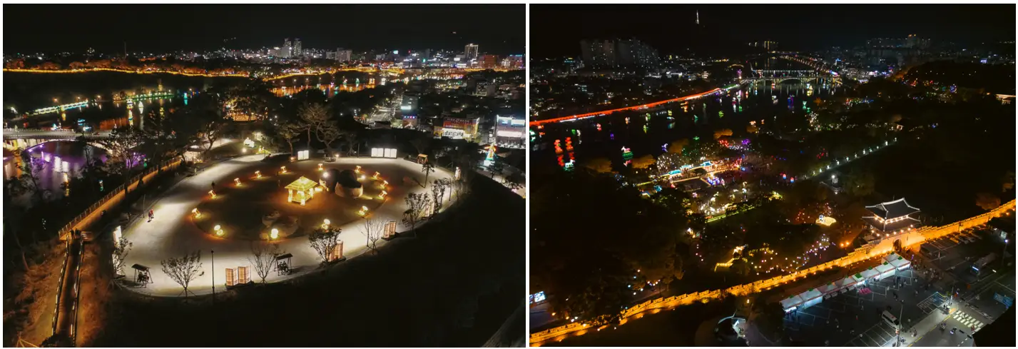 진주 남강 유등축제 전경 사진