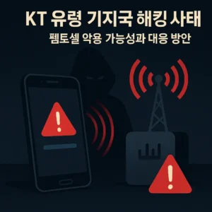 KT 유령 기지국 해킹 사태를 상징하는 펨토셀 악용 보안 위협 이미지