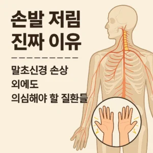 손발 저림의 진짜 이유 – 말초신경 손상 외에도 의심해야 할 질환들을 주제로 한 의료 일러스트