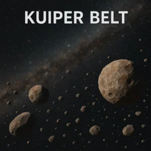 해왕성 너머 태양계 외곽의 카이퍼 벨트를 사실적으로 표현한 이미지