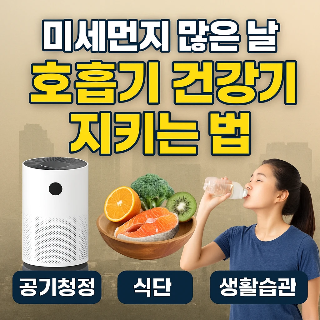 미세먼지 많은 날 호흡기 건강 지키는 방법을 안내하는 썸네일 이미지