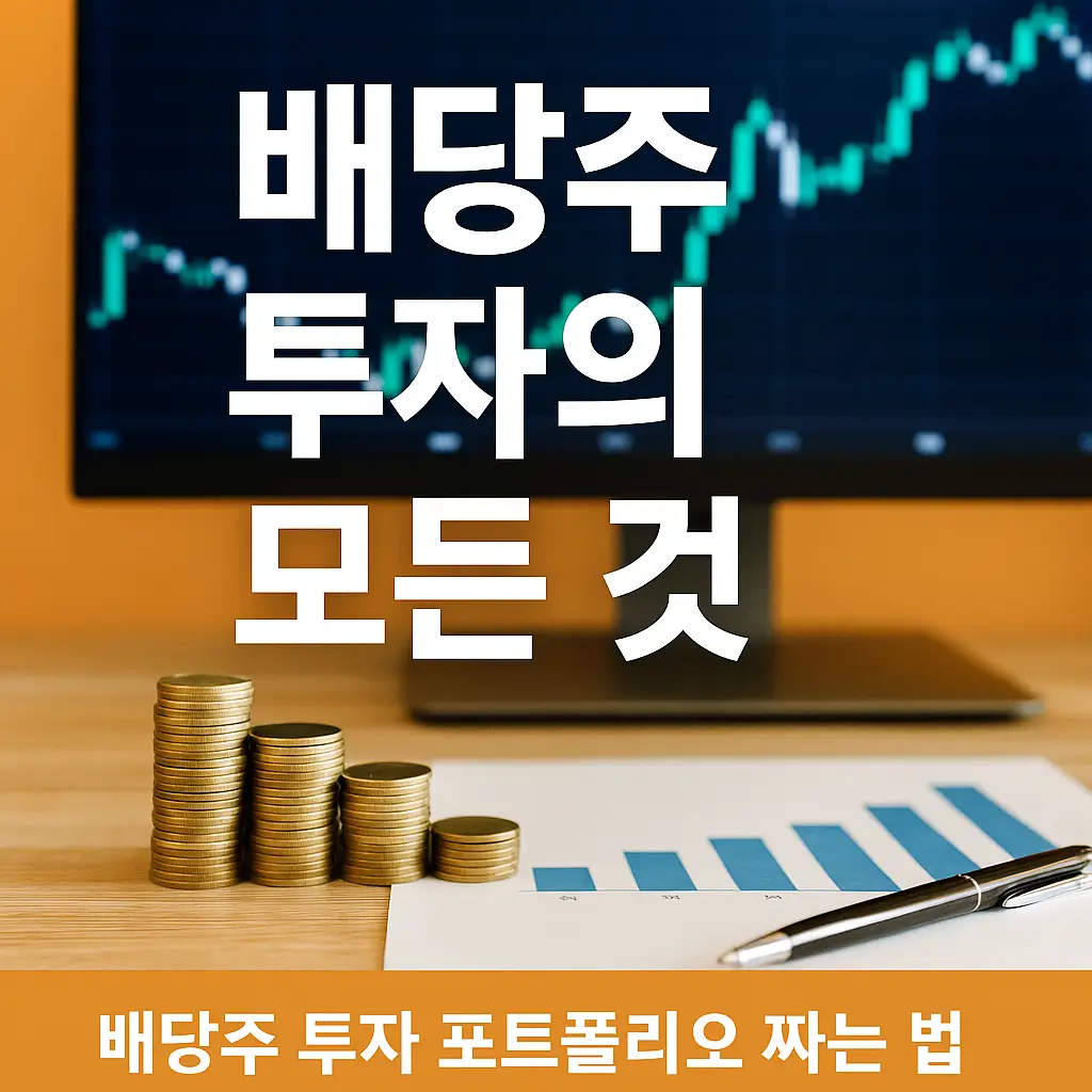배당주 투자 포트폴리오 관련 썸네일 이미지 – 노란 배경 위에 한국어 텍스트로 ‘배당주 투자 포트폴리오 짜는 법’이 적힌 그래픽