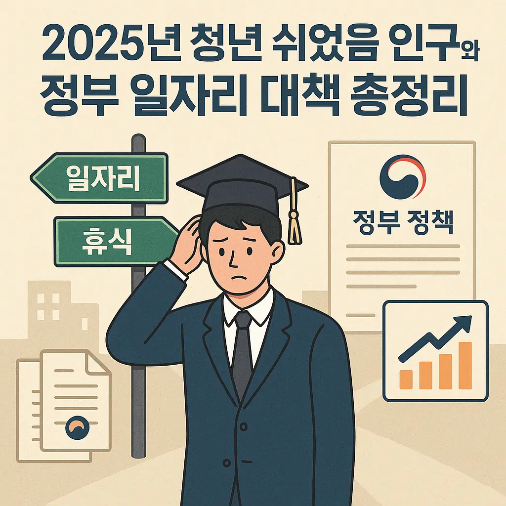 청년 쉬었음 인구 급증과 정부 일자리 정책을 상징하는 일러스트