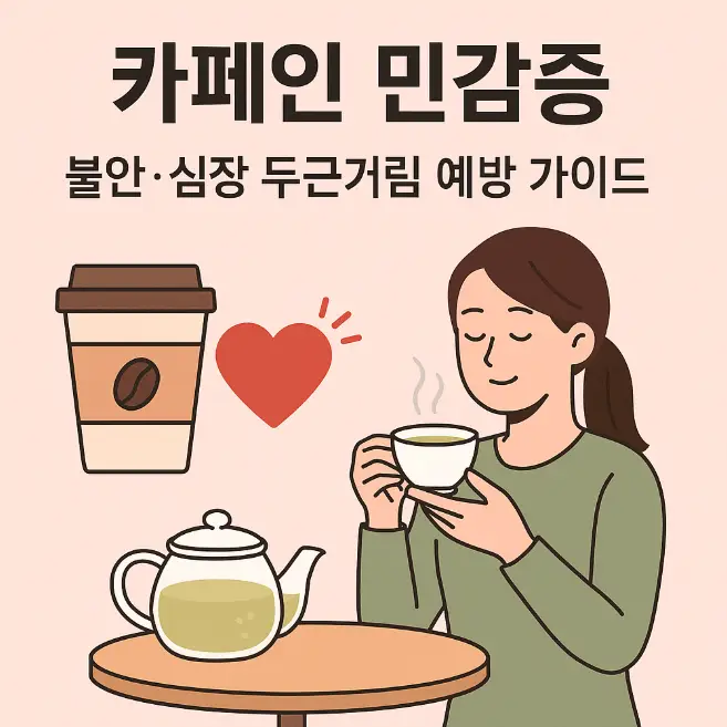 카페인 민감증으로 커피 대신 허브차를 마시는 사람 일러스트