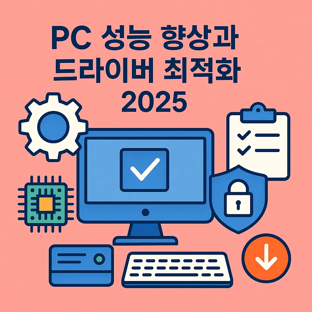 PC 성능 향상과 드라이버 최적화를 상징하는 일러스트