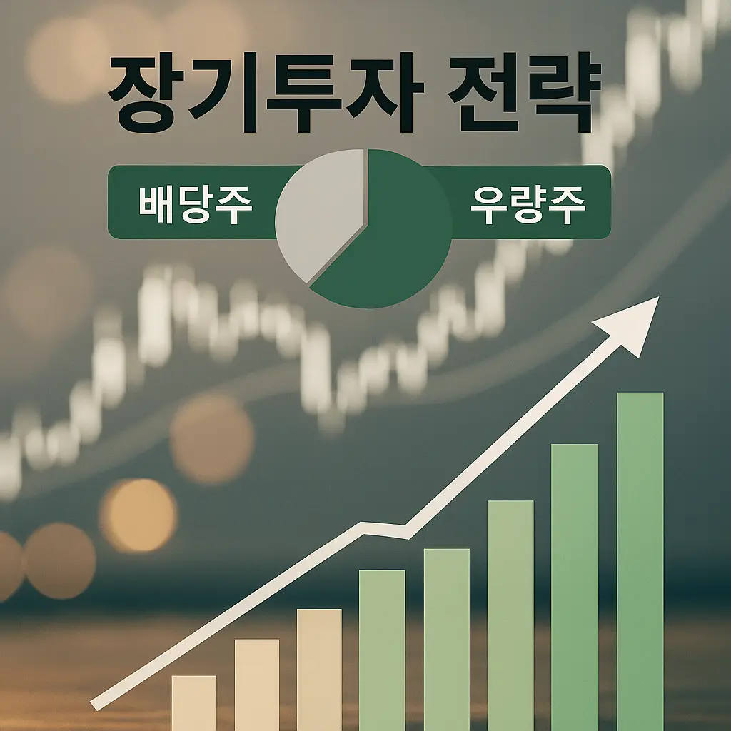 배당주와 우량주 중심의 장기투자 전략을 시각적으로 표현한 이미지