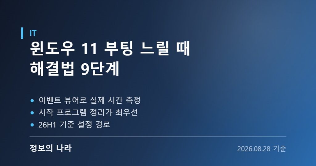 윈도우 11 부팅 느릴 때 해결법 9단계 핵심 요약 이미지