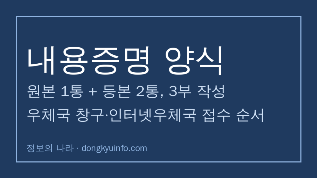 내용증명 양식 원본 1통 등본 2통 작성과 접수 순서